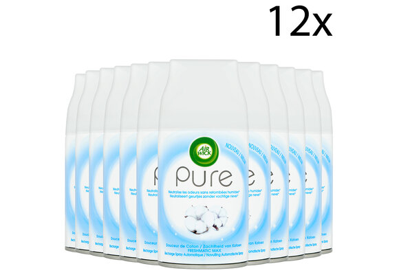Air Wick Freshmatic Automatische Spray Luchtverfrisser - Pure Zachtheid van Katoen - Navulling 250ml x12