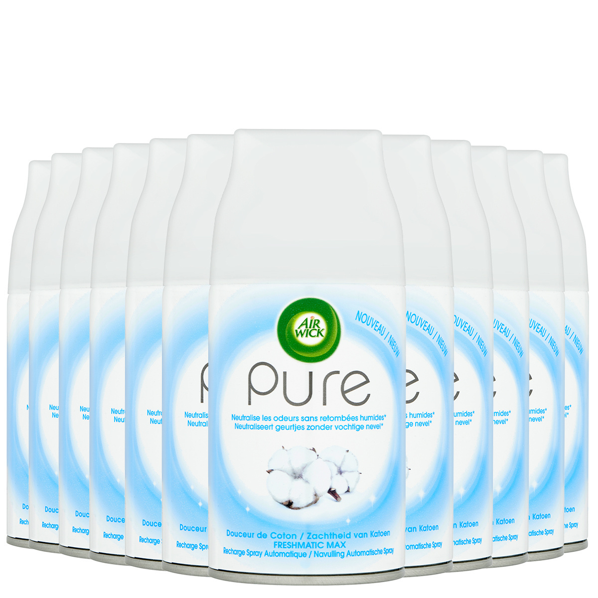 Air Wick Freshmatic Automatische Spray Luchtverfrisser - Pure Zachtheid van Katoen - Navulling 250ml x12