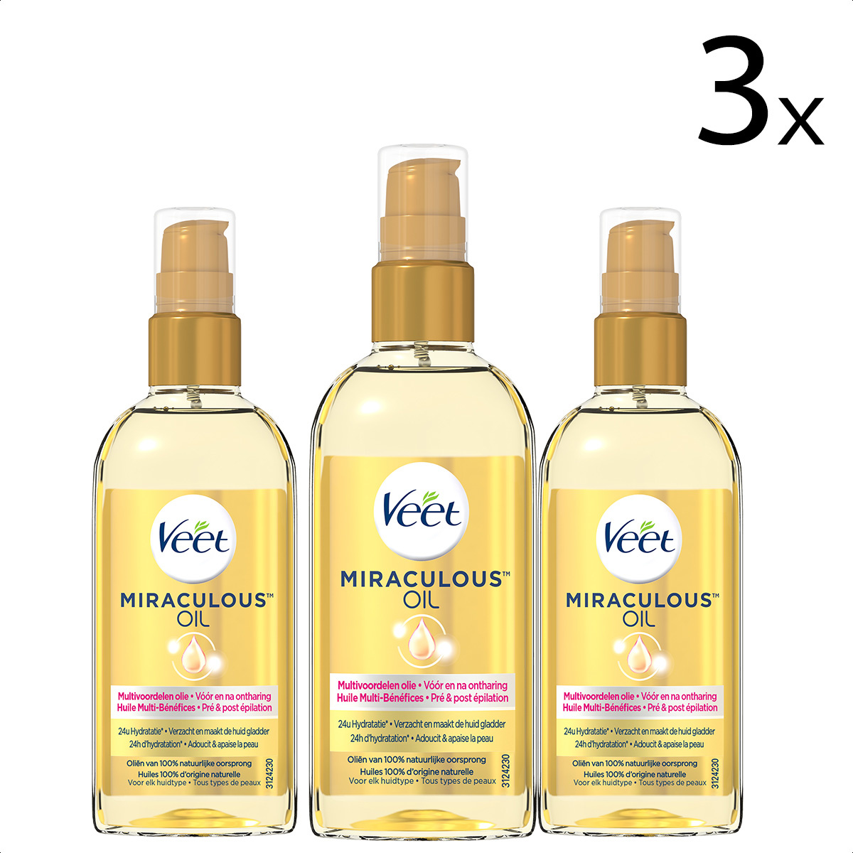 Veet Voedende Olie - Miraculous Arganolie - 100ml x3