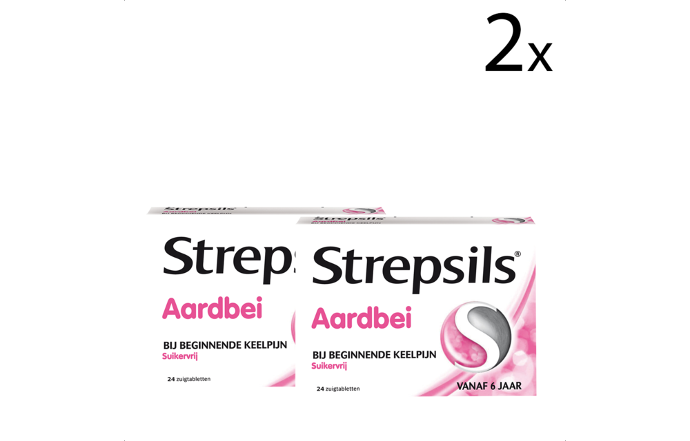 Strepsils Aardbei Suikervrij - 24 stuks x2