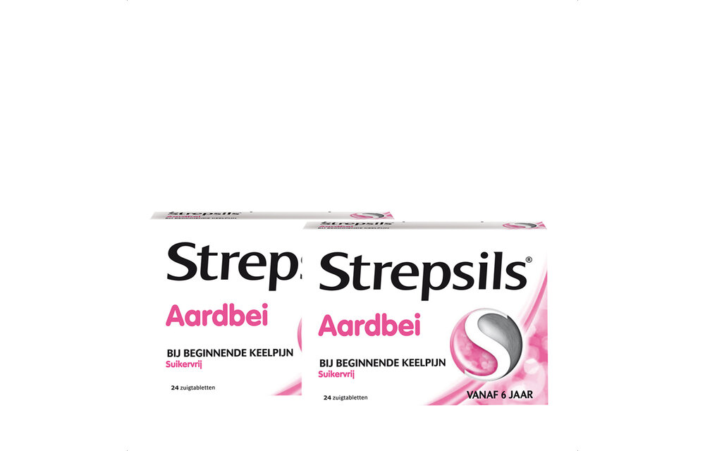 Strepsils Aardbei Suikervrij - 24 stuks x2