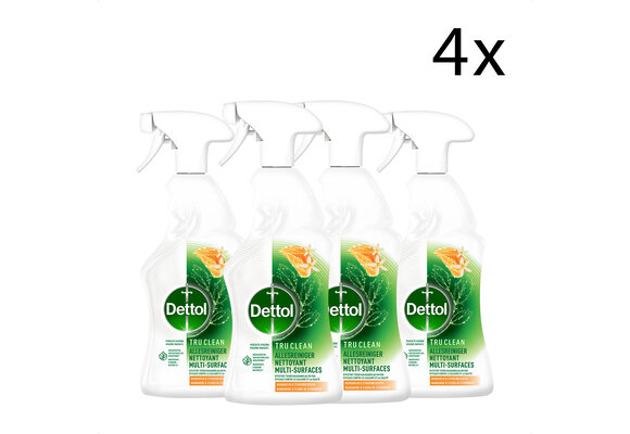 Dettol Allesreiniger Spray - Mandarijn &amp; Citroenbloesem - 100% ingrediënten van natuurlijke oorsprong - 500 ml x4