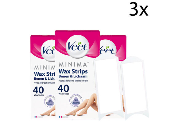 Veet Ontharingsstrips - Benen & Lichaam - Hypoallergene Minima - 40 stuks x3