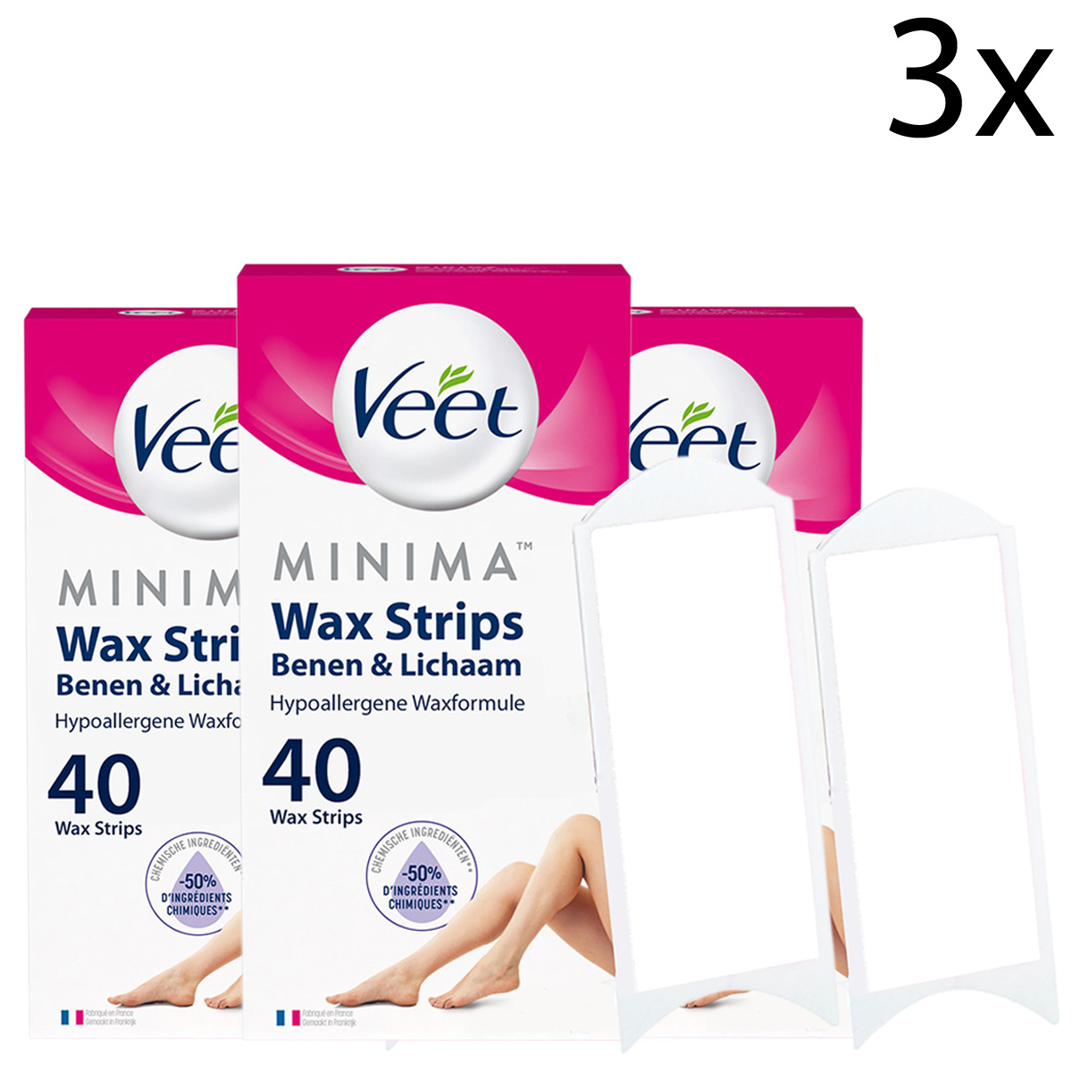 Veet Ontharingsstrips - Benen & Lichaam - Hypoallergene Minima - 40 stuks x3