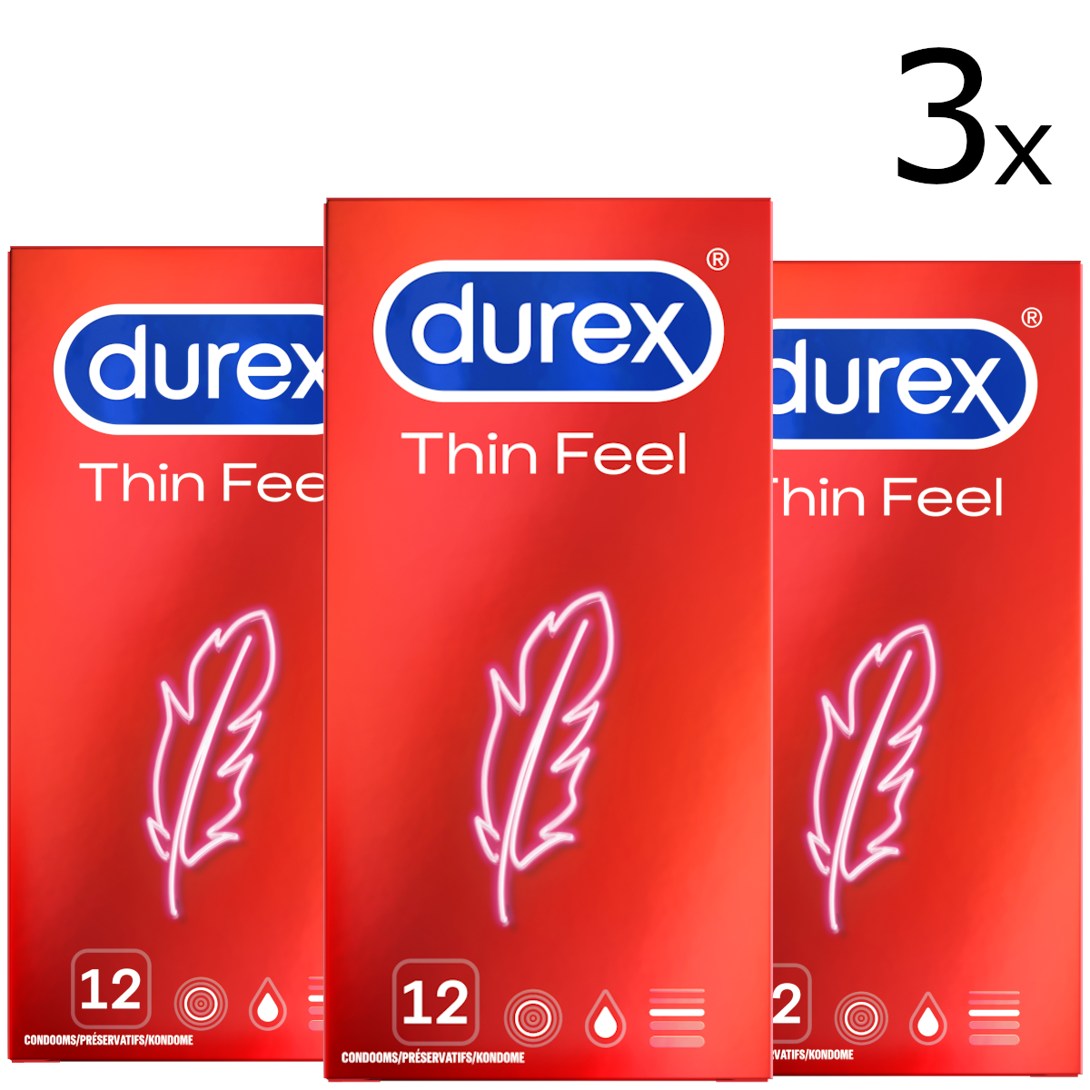 Durex Condooms Feel Thin 12st x3