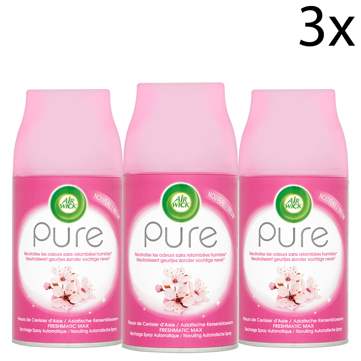 Air Wick Freshmatic Automatische Spray Luchtverfrisser - Pure Aziatische Kersenbloesem - Navulling 250ml x3