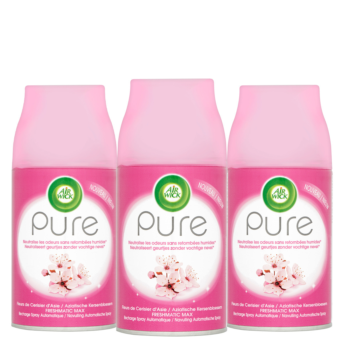Air Wick Freshmatic Automatische Spray Luchtverfrisser - Pure Aziatische Kersenbloesem - Navulling 250ml x3