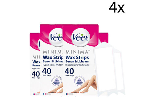 Veet Ontharingsstrips - Benen & Lichaam - Hypoallergene Minima - 40 stuks x4