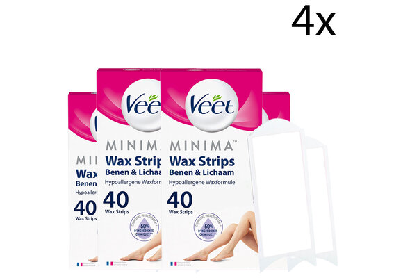Veet Ontharingsstrips - Benen & Lichaam - Hypoallergene Minima - 40 stuks x4