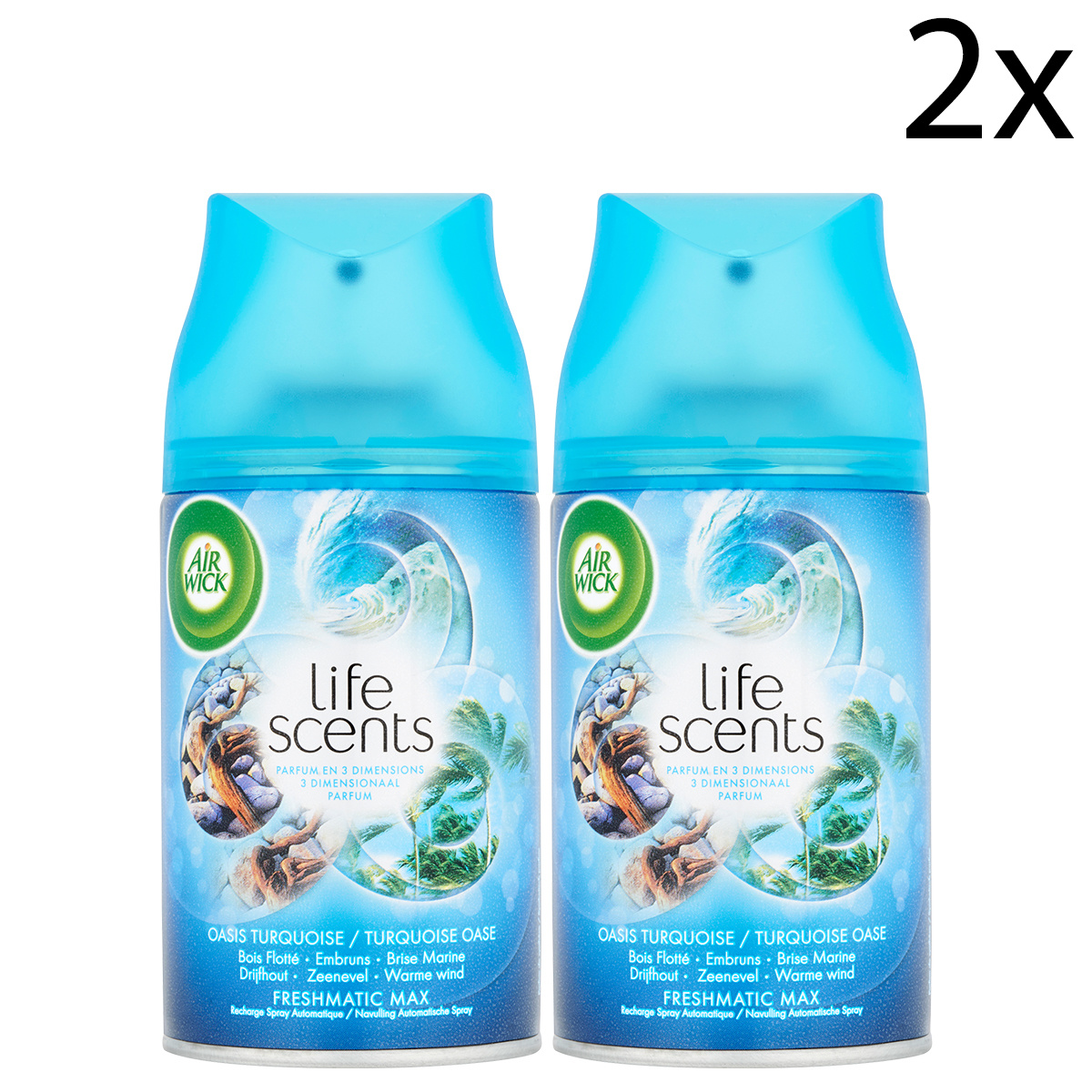 Air Wick Freshmatic Automatische Spray Luchtverfrisser - Life Scents Turquoise Oase - Navulling 250ml x2