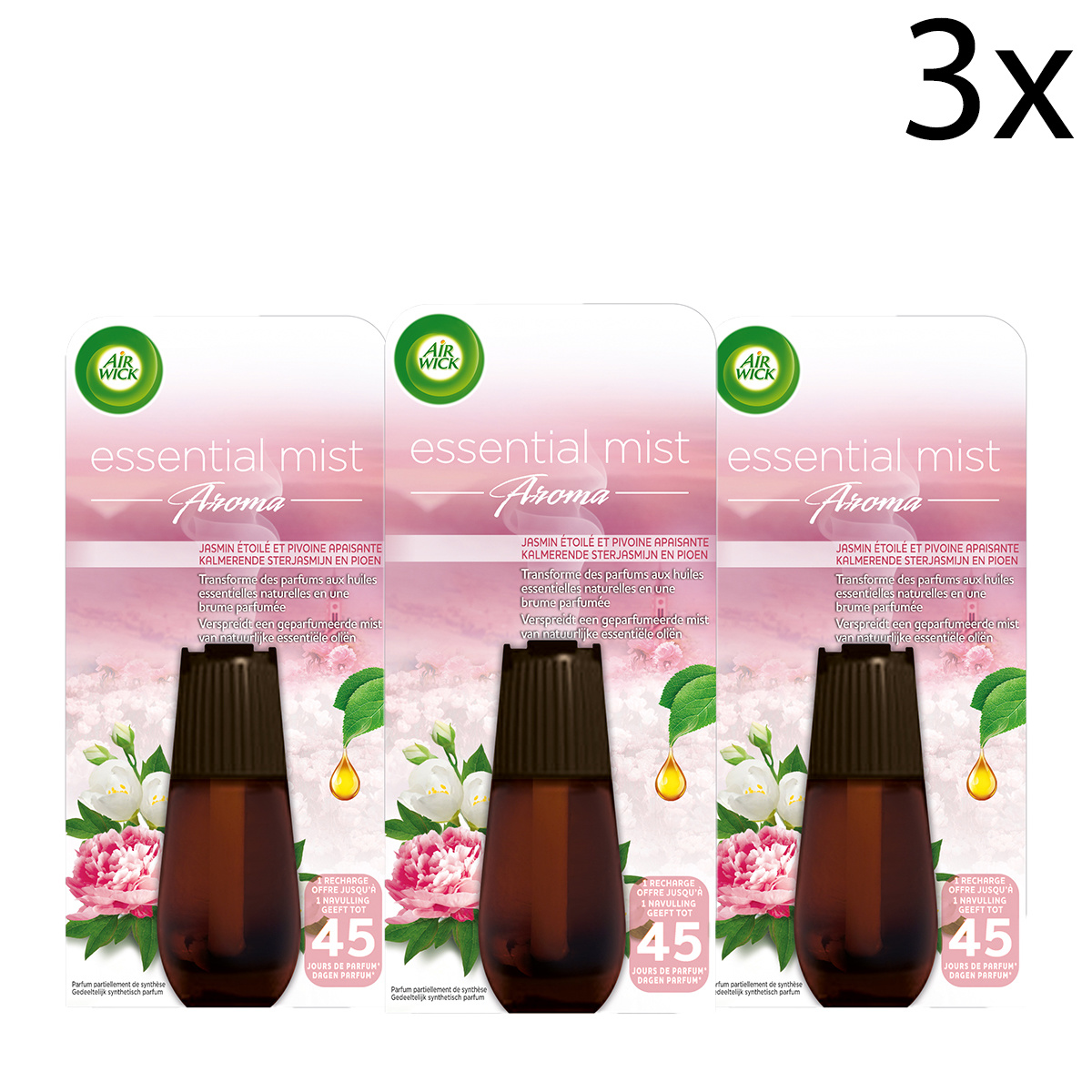 Airwick Automatische Geurverspreider - Jasmijn & pioenroos - Navulling x3