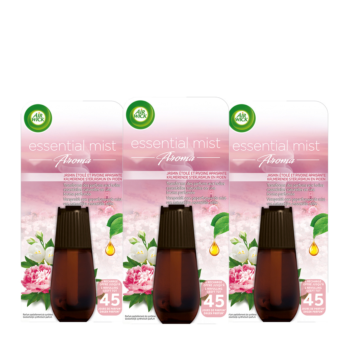 Airwick Automatische Geurverspreider - Jasmijn & pioenroos - Navulling x3