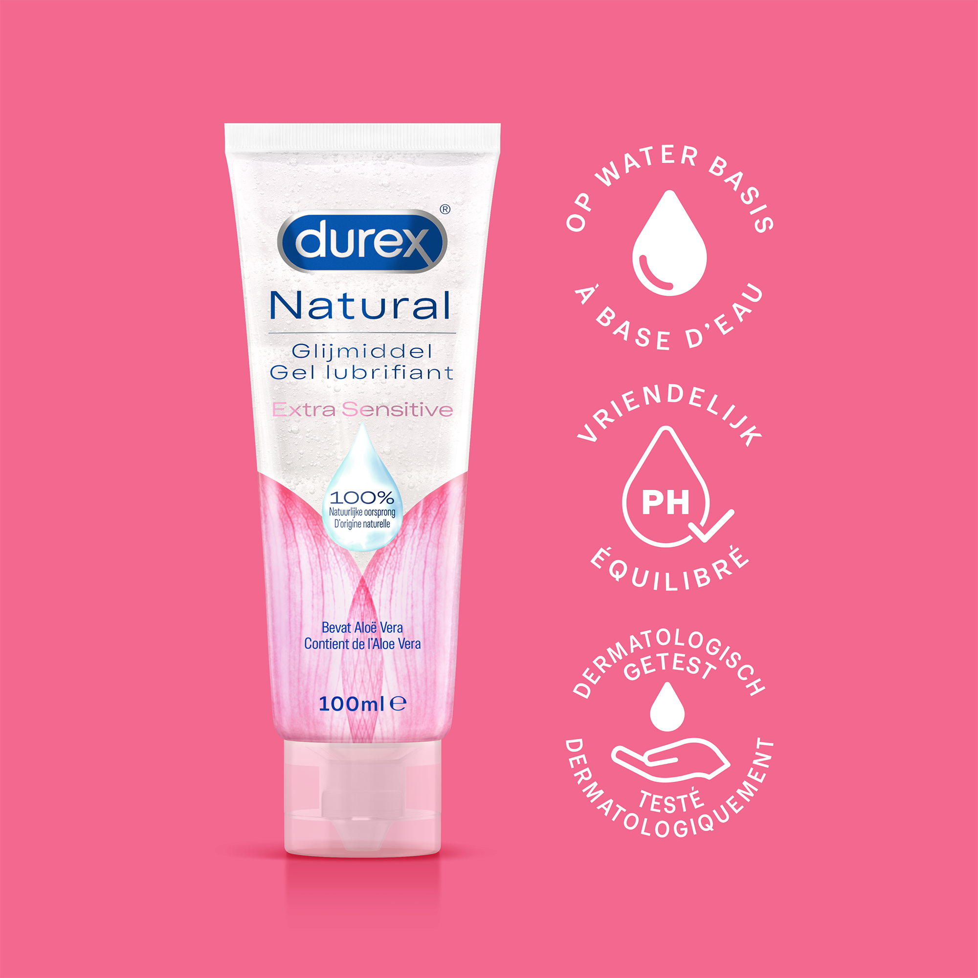 Durex Glijmiddel Natural - Extra Sensitive  - 100% natuurlijk - 100ml