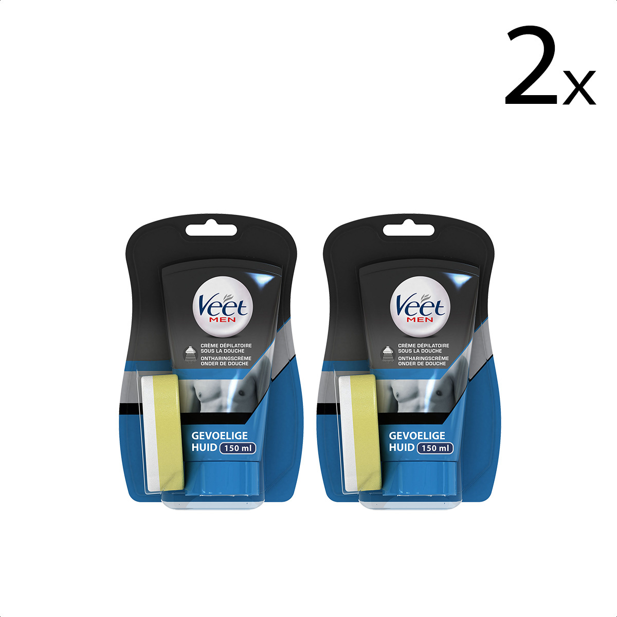 Veet Ontharingscreme - Man - Gevoelige Huid - In Shower - 150ml x2