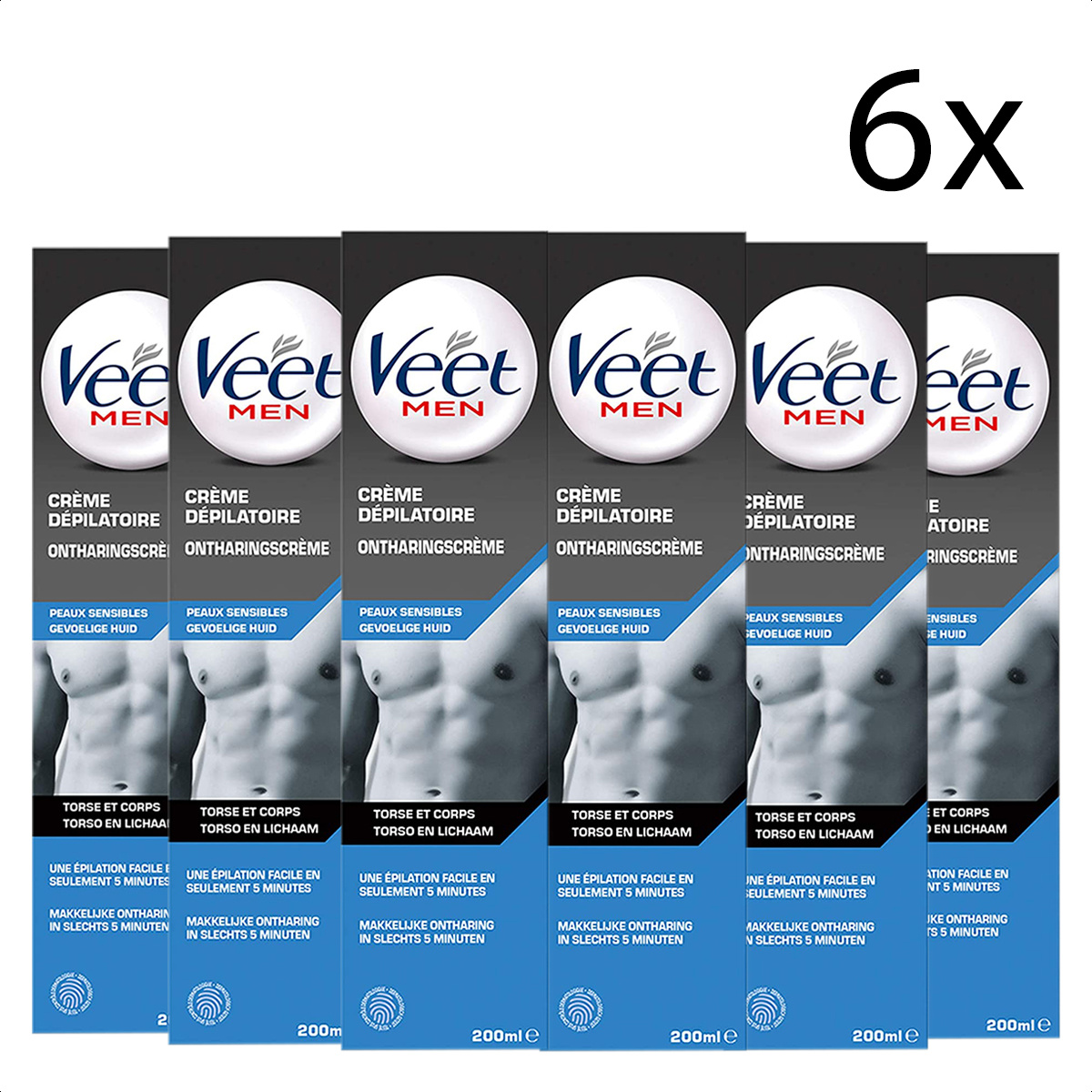 Veet Ontharingscreme - Man - Gevoelige Huid - 200ml x6