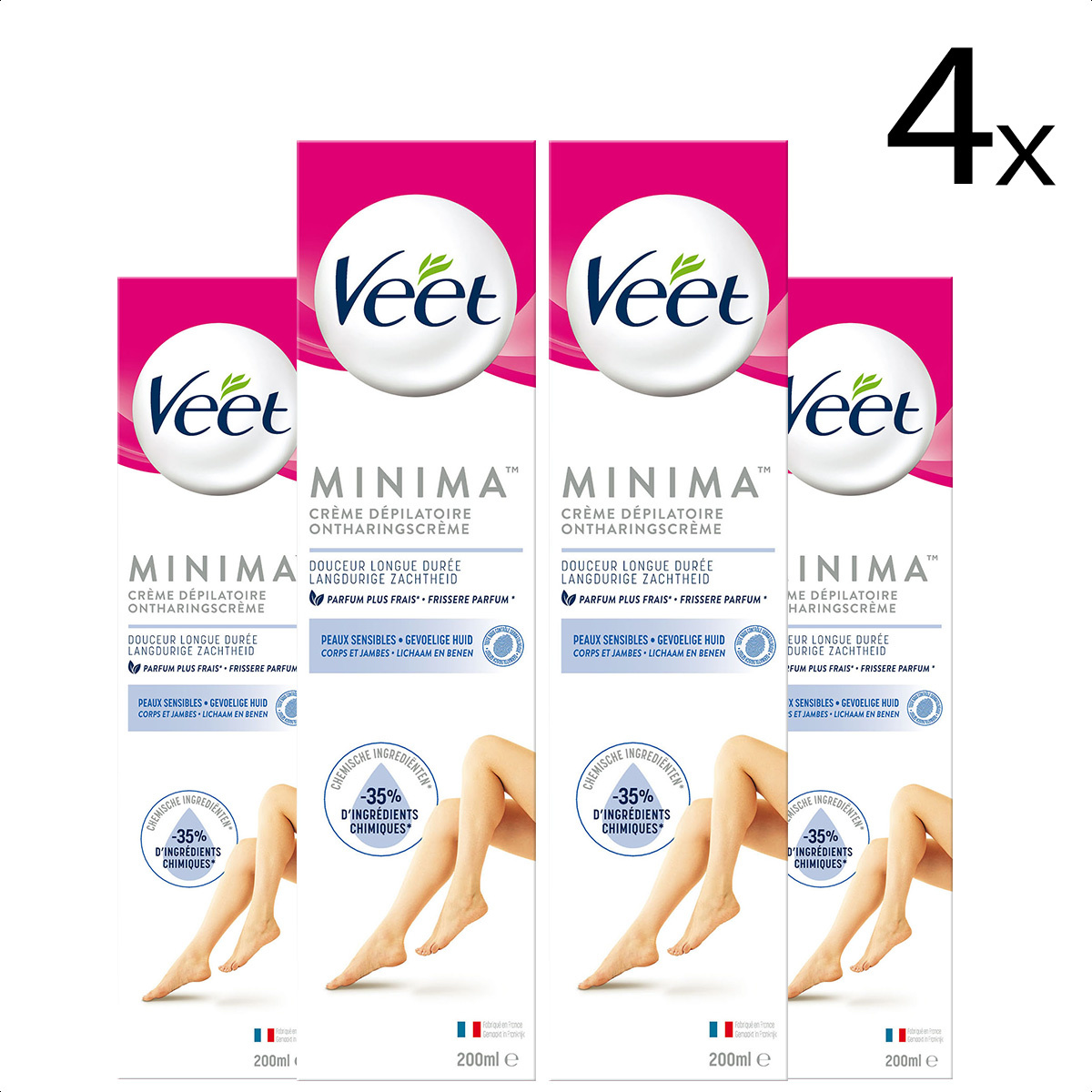 Veet Ontharingscreme - Gevoelige Huid - Minima - 200ml x4