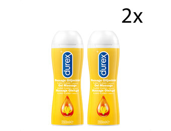 Durex Massage Olie en Glijmiddel 2-in-1 - Sensual met Ylang Ylang - 200ml x2