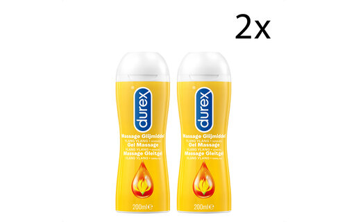 Durex Massage Olie en Glijmiddel 2-in-1 - Sensual met Ylang Ylang - 200ml x2