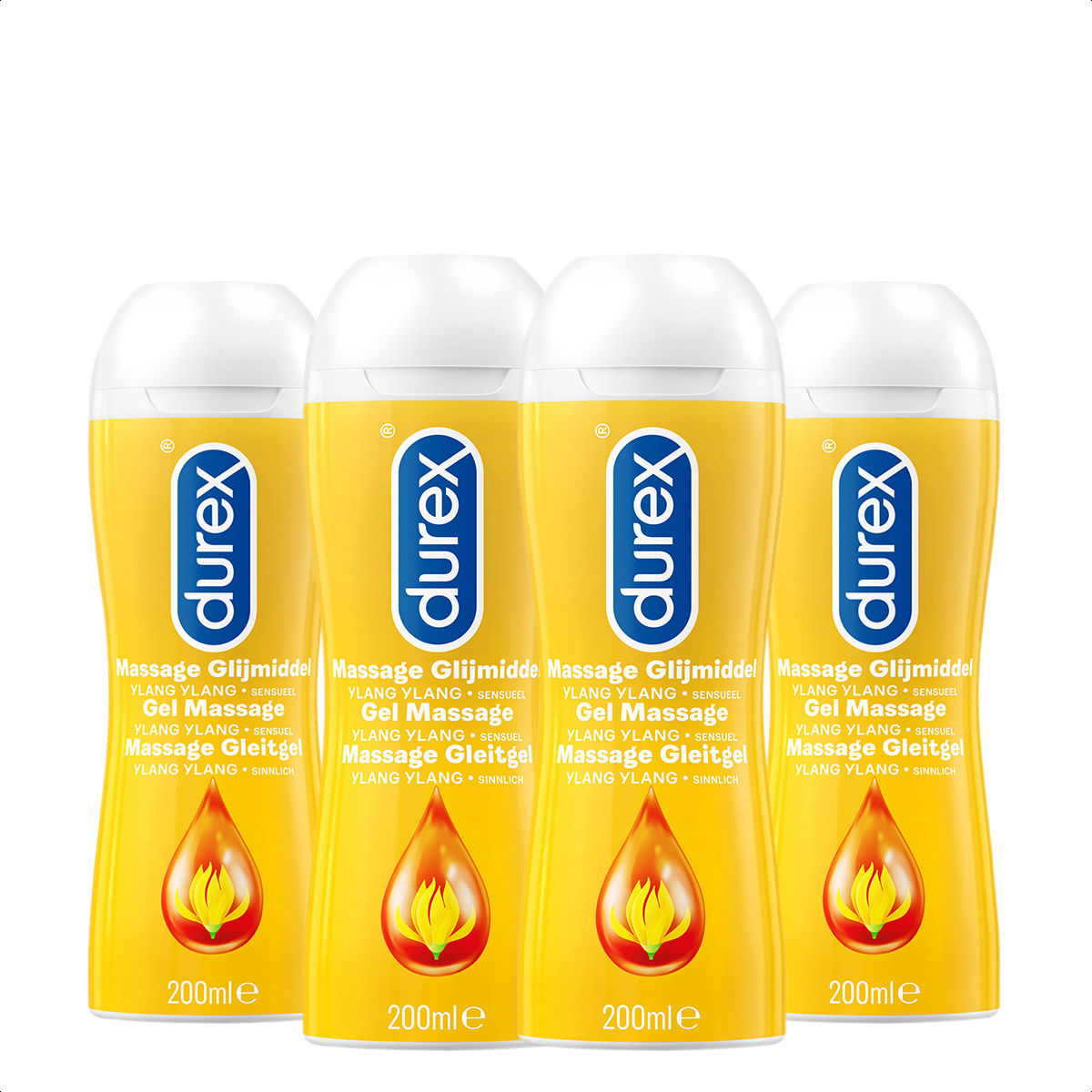 Durex Play Massage 2/1 Sensitive 200ML - 4 Stuks - Voordeelverpakking