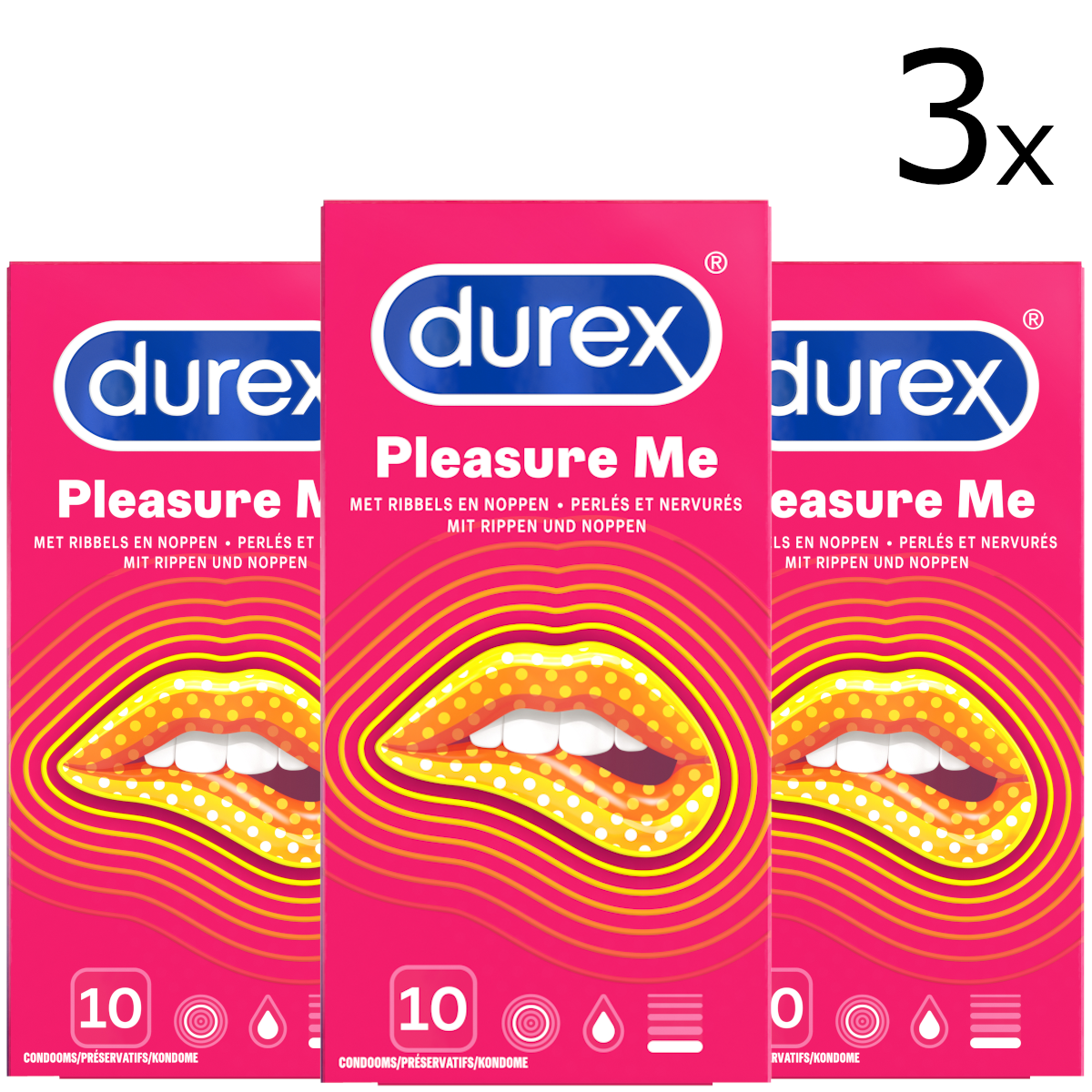Durex Condooms Pleasure Me 10st - 3 Stuks - Voordeelverpakking
