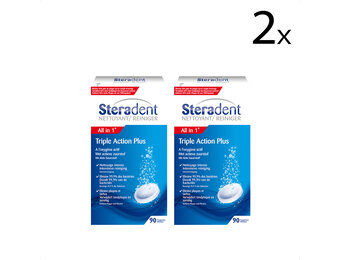 Steradent Kunstgebit Reiniger - Triple Action Plus - 90 stuks x2