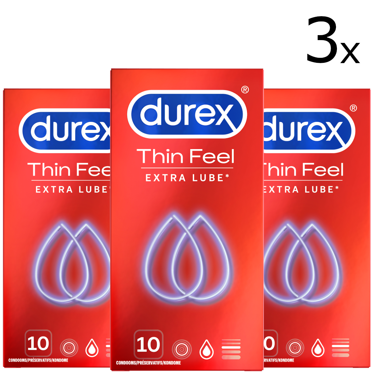 Durex Condooms Thin Feel Extra Lube 10st x3