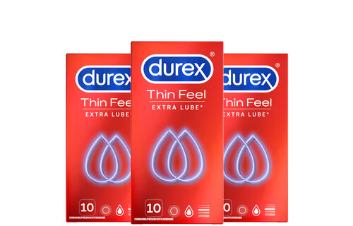 Durex Condooms Thin Feel Extra Lube 10st x3