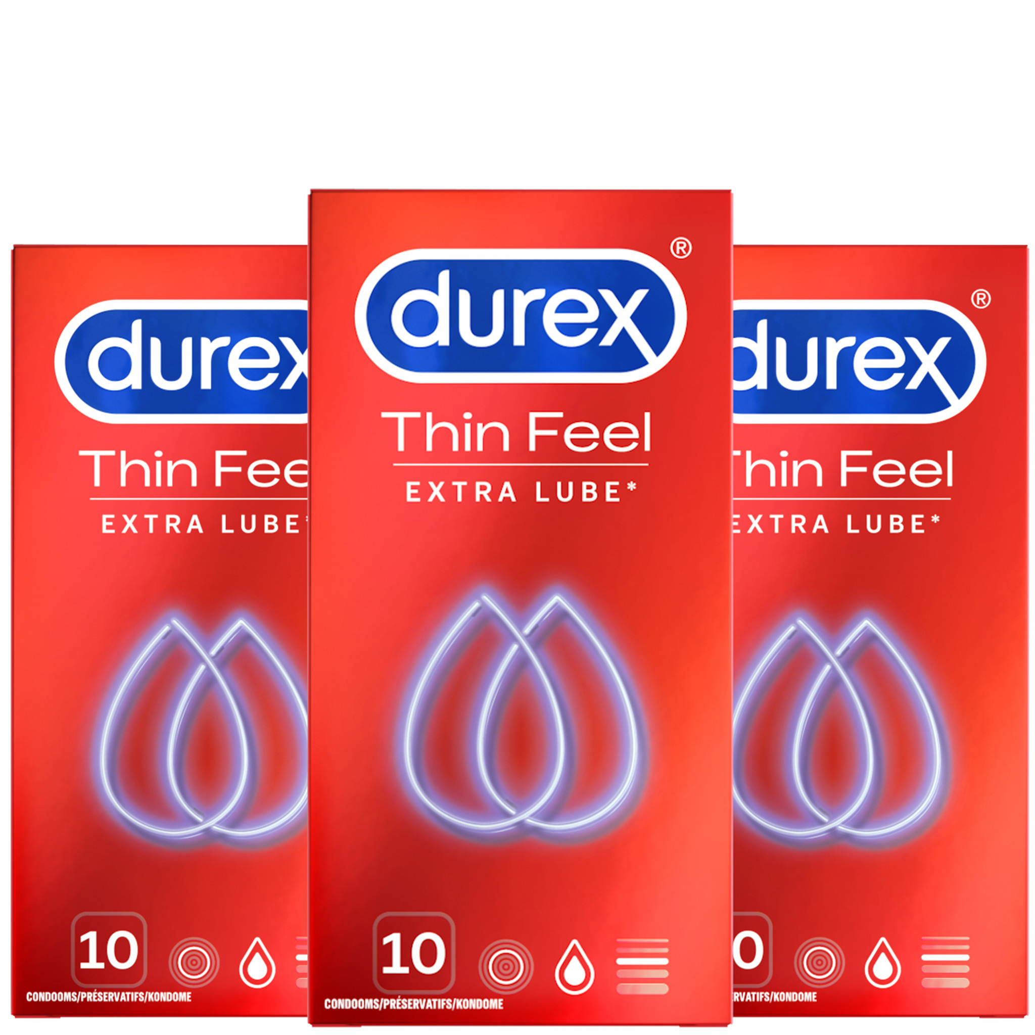Durex Condooms Thin Feel Extra Lube 10st x3