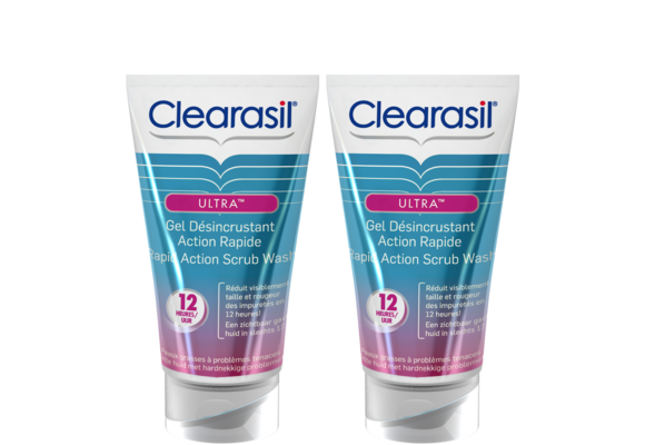Clearasil Reinigingsgel Ultra Rapid Action Scrub Wash 150ml x2