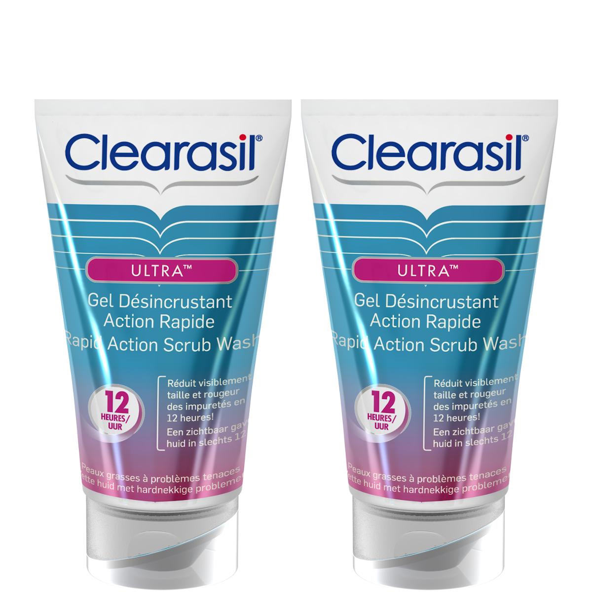 Clearasil Reinigingsgel Ultra Rapid Action Scrub Wash 150ml x2