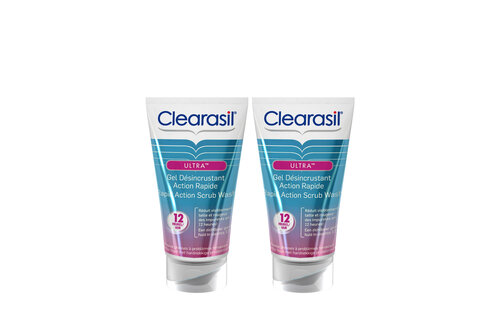 Clearasil Reinigingsgel Ultra Rapid Action Scrub Wash 150ml x2