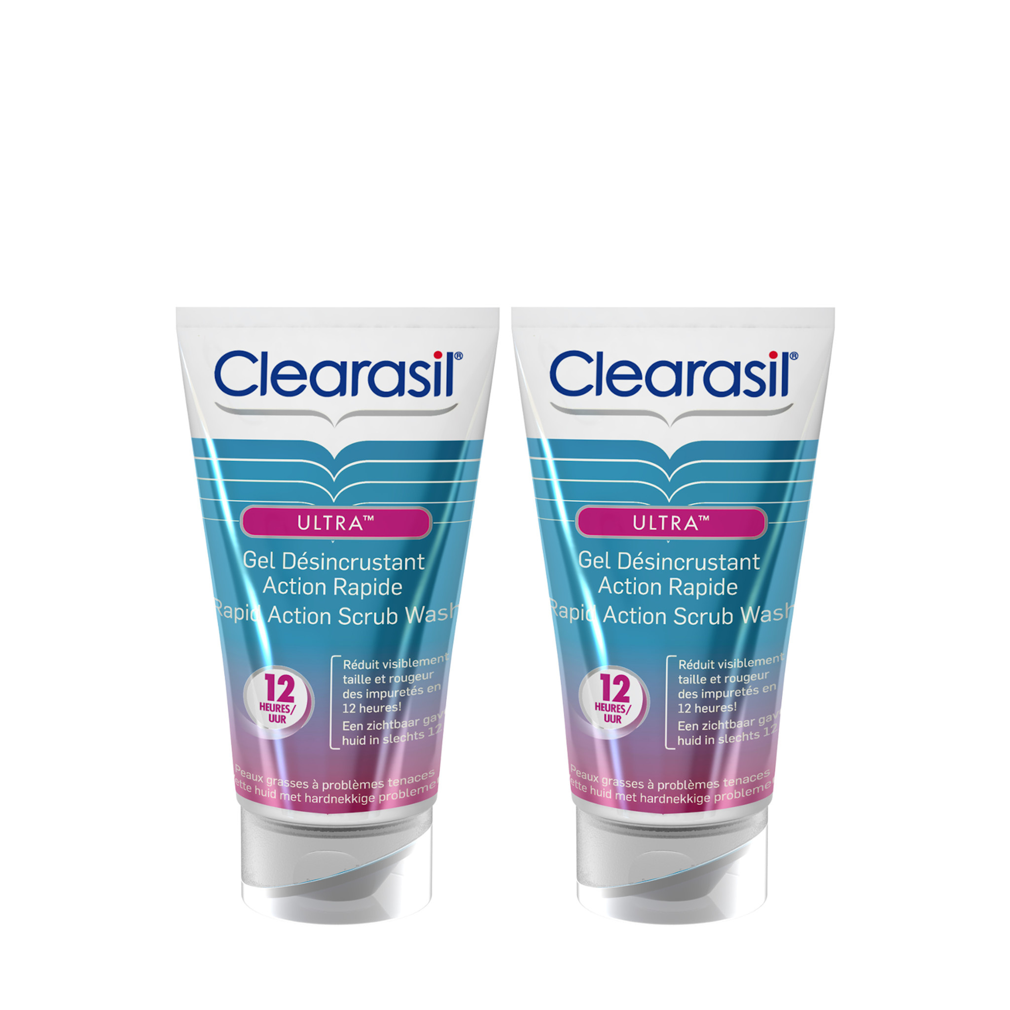 Clearasil Reinigingsgel Ultra Rapid Action Scrub Wash 150ml x2