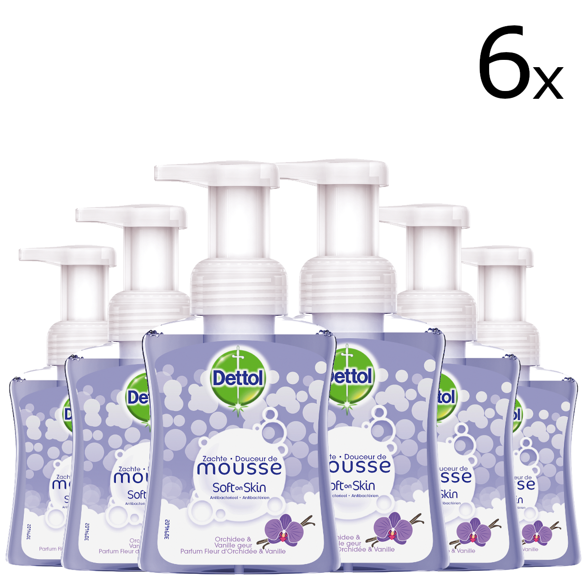 Dettol Handzeep Zachte Mousse - Orchidee & Vanille - 250ml x6