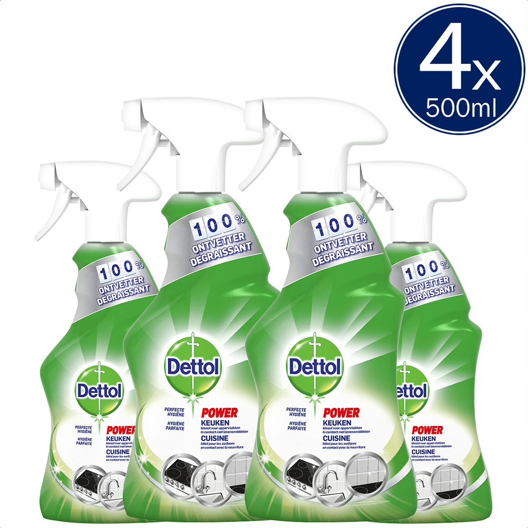 Dettol Allesreiniger Spray Power & Fresh - Keuken - 500ml x4