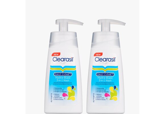 Clearasil Reiningingslotion Daily Clear 3-in-1 Wash 150ml x2