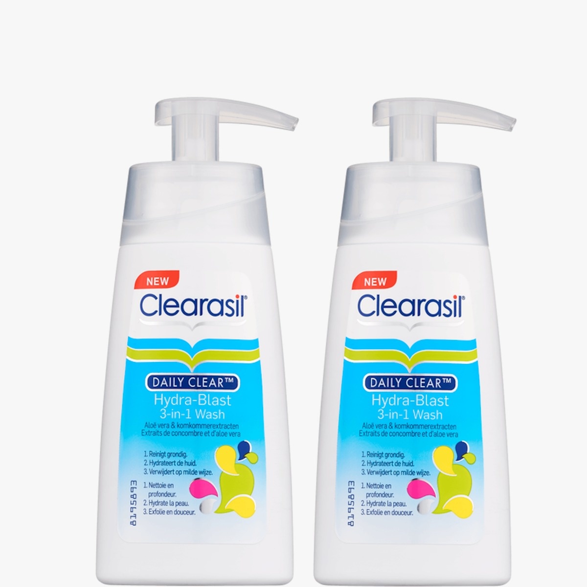 Clearasil Reiningingslotion Daily Clear 3-in-1 Wash 150ml x2