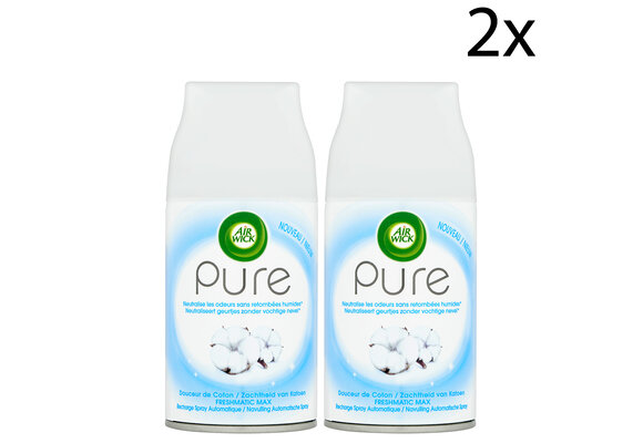 Air Wick Freshmatic Automatische Spray Luchtverfrisser - Pure Zachtheid van Katoen - Navulling 250ml x2
