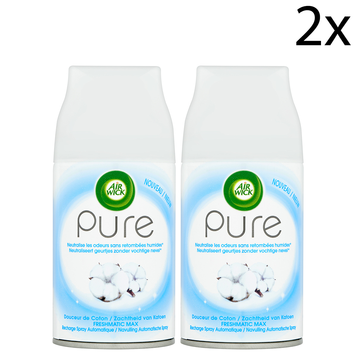 Air Wick Freshmatic Automatische Spray Luchtverfrisser - Pure Zachtheid van Katoen - Navulling 250ml x2