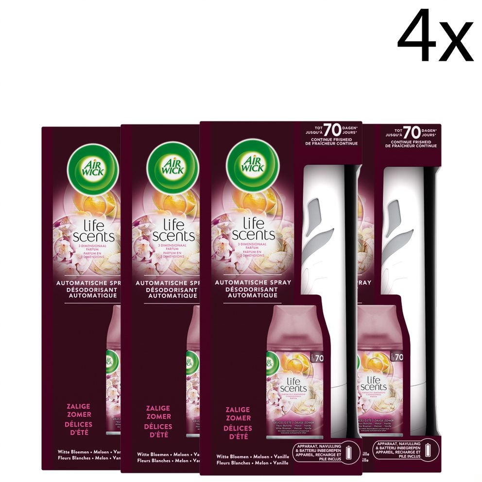 Air Wick Freshmatic Automatische Spray Luchtverfrisser - Life Scents Zalige Zomer - Starterkit 250ml x4
