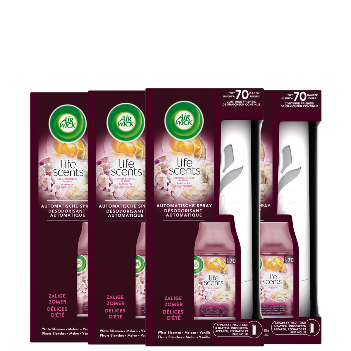 Air Wick Freshmatic Automatische Spray Luchtverfrisser - Life Scents Zalige Zomer - Starterkit 250ml x4