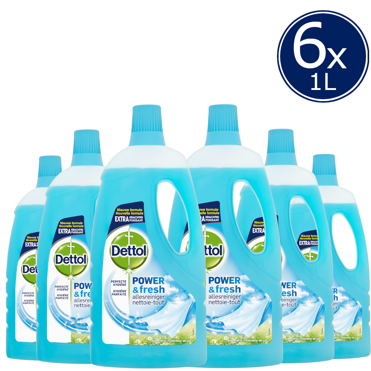 Dettol Allesreiniger Power & Fresh - Katoenfris - 1L x6