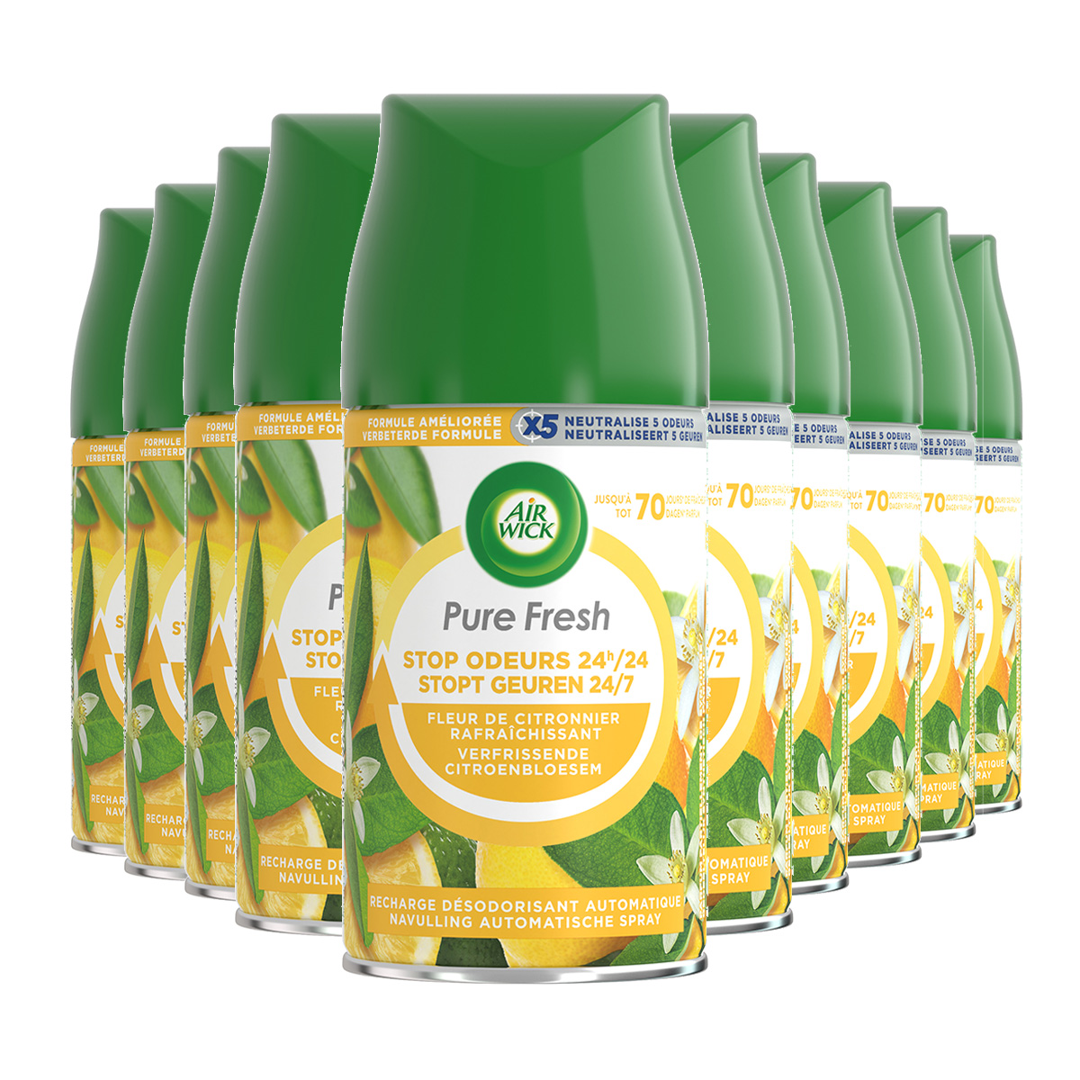Air Wick Freshmatic Luchtverfrisser - Pure Fresh - Verfrissende Citroenbloesem- 250 ml - 10 stuks - Voordeelverpakking