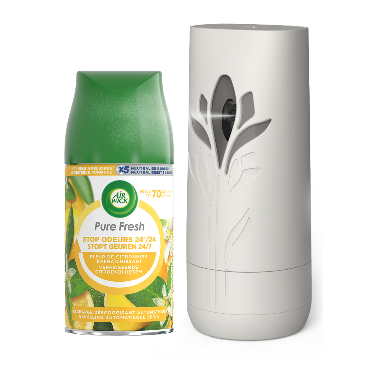 Air Wick Freshmatic Automatische Spray Luchtverfrisser - 2 Navullingen - Verfrissende citroenbloesem -  Pure fresh lentedauw - Voordeelverpakking