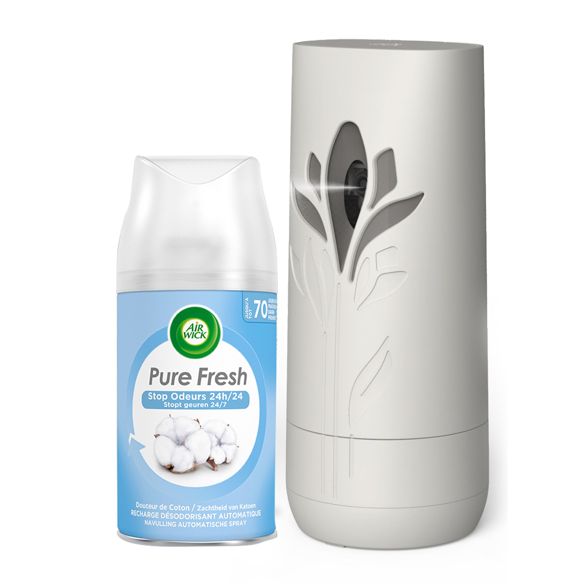 Air Wick Freshmatic Automatische Spray Luchtverfrisser - 2 Navullingen - Zachtheid van katoen - Pure fresh lentedauw - Voordeelverpakking