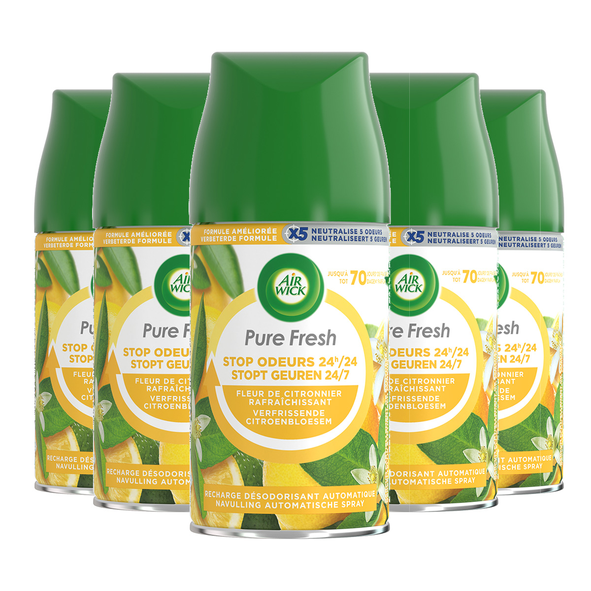Air Wick Freshmatic Luchtverfrisser - Pure Fresh - Verfrissende Citroenbloesem- 250 ml - 5 stuks - Voordeelverpakking