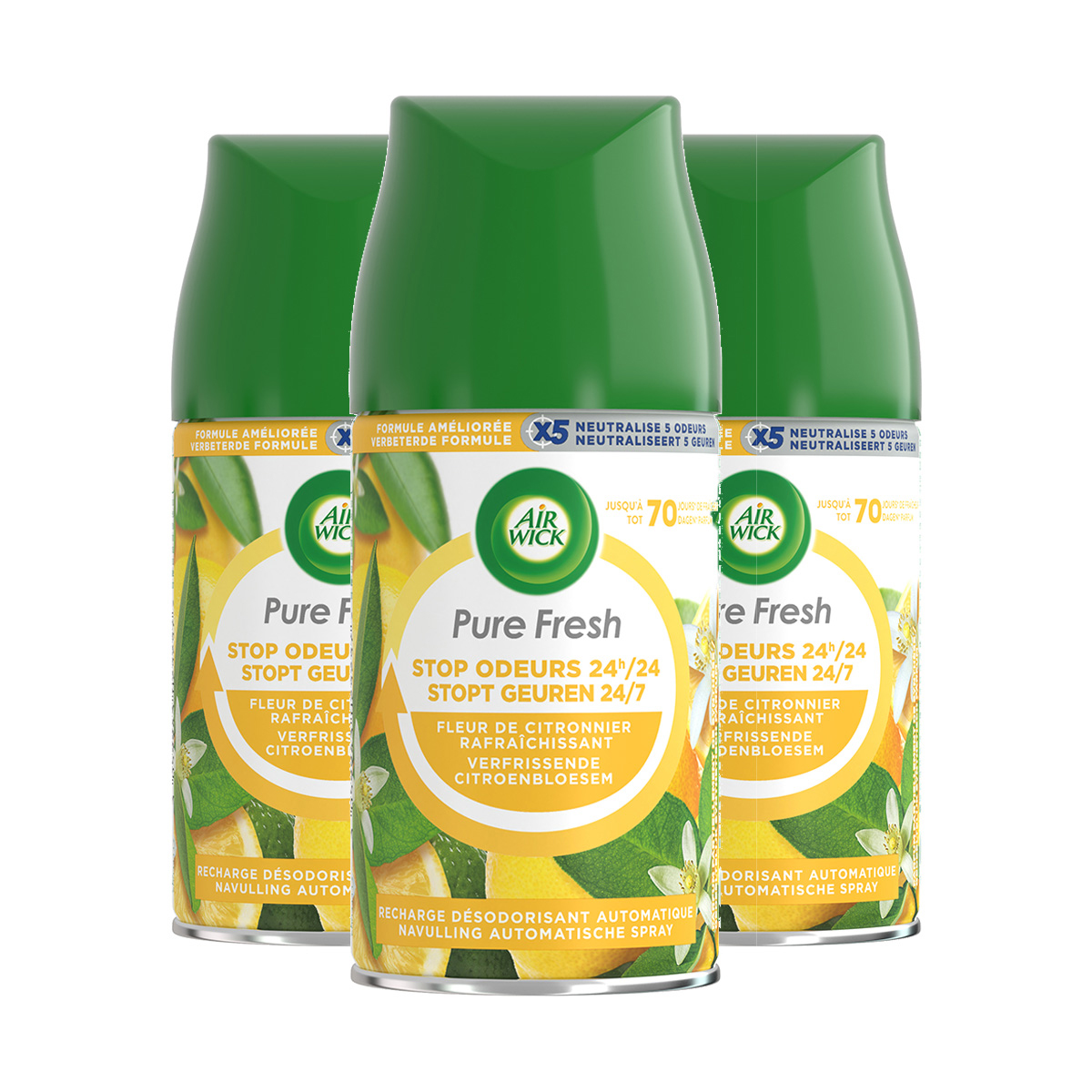 Air Wick Freshmatic Luchtverfrisser - Pure Fresh - Verfrissende Citroenbloesem- 250 ml - 3 stuks - Voordeelverpakking