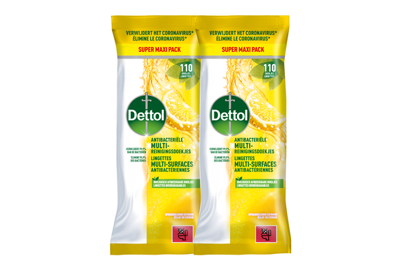 Dettol Antibacteriële doekjes Multi-oppervlak Citrus - 110st - 2 stuks