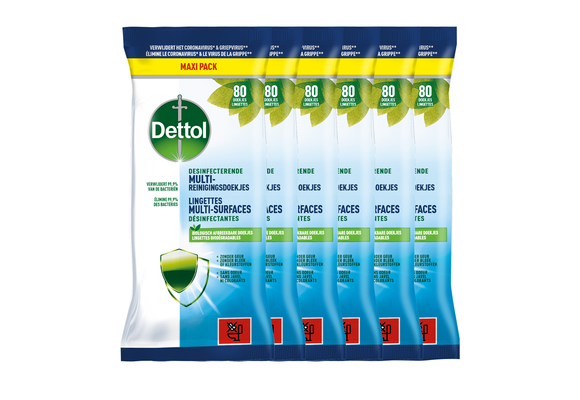 Dettol ontsmetting doekjes Multi-oppervlak Original - 80 stuks - 6 stuks