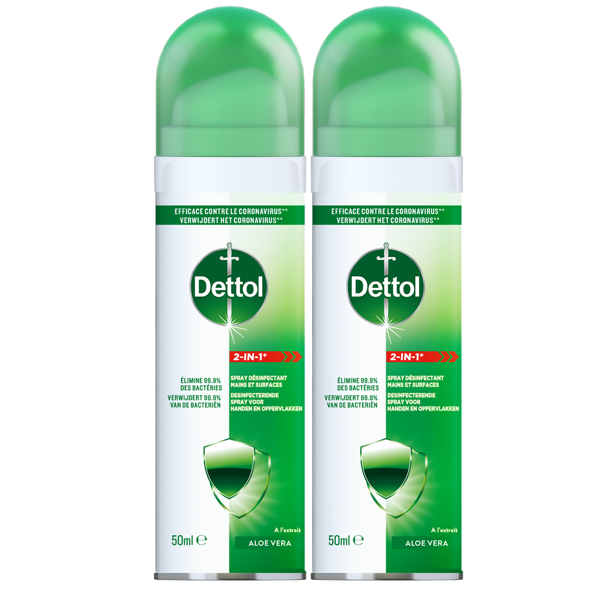 Dettol Spray Ontsmetter  2-in-1 handen en oppervlakken 50ml - 2 stuks