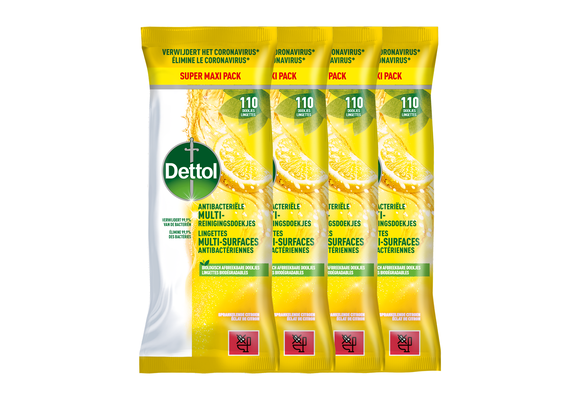 Dettol Antibacteriële doekjes Multi-oppervlak Citrus - 110st - 4 stuks